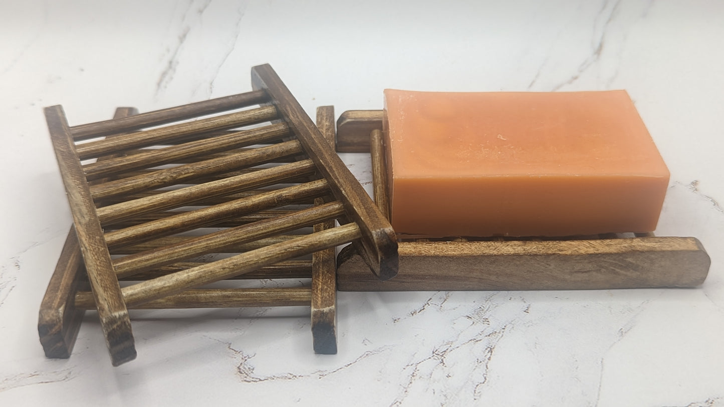 Bamboo Wood Soap Dish - Charcoal Color