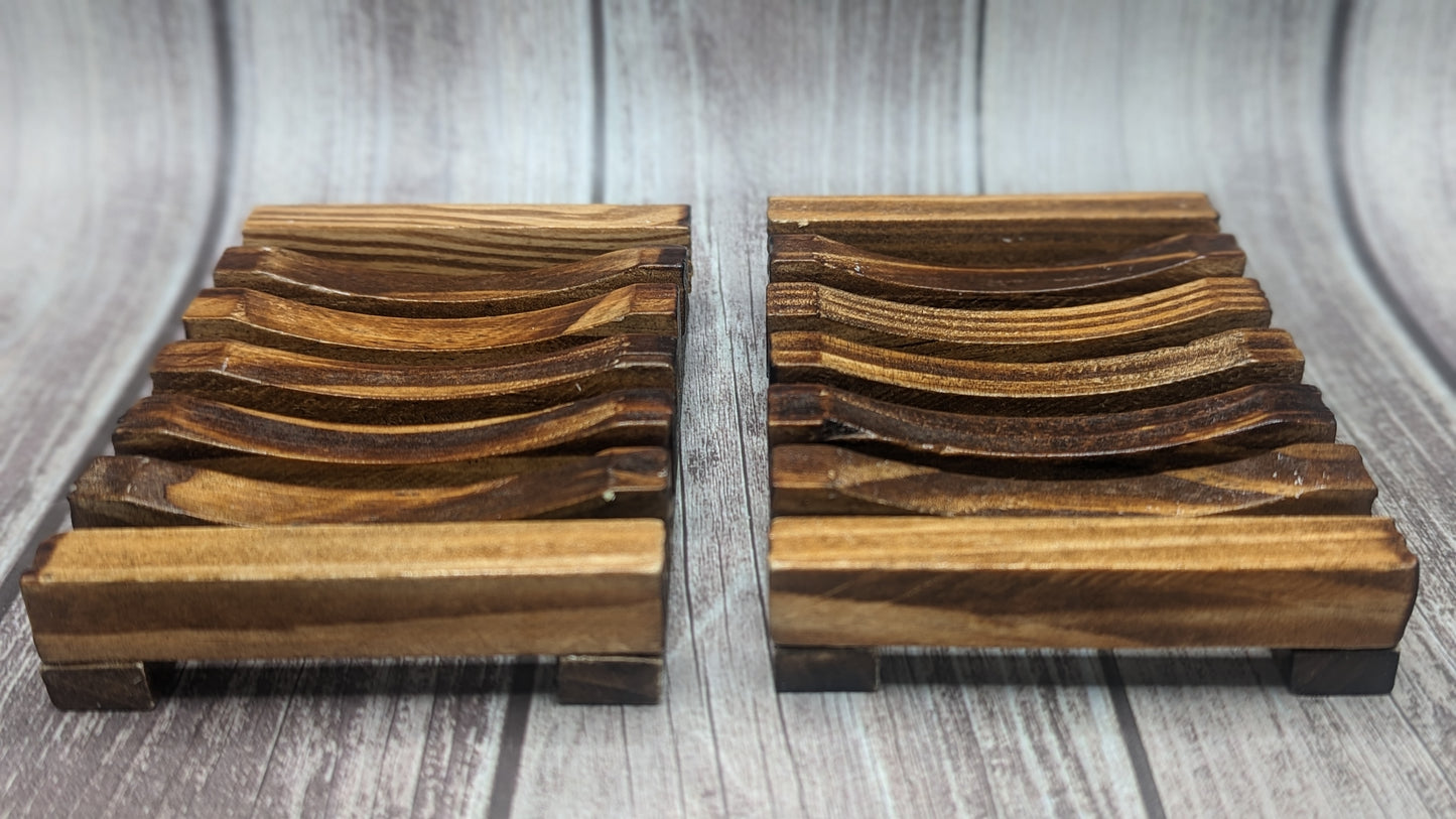 Natural Pine Wooden Soap Dish - Charcoal Color